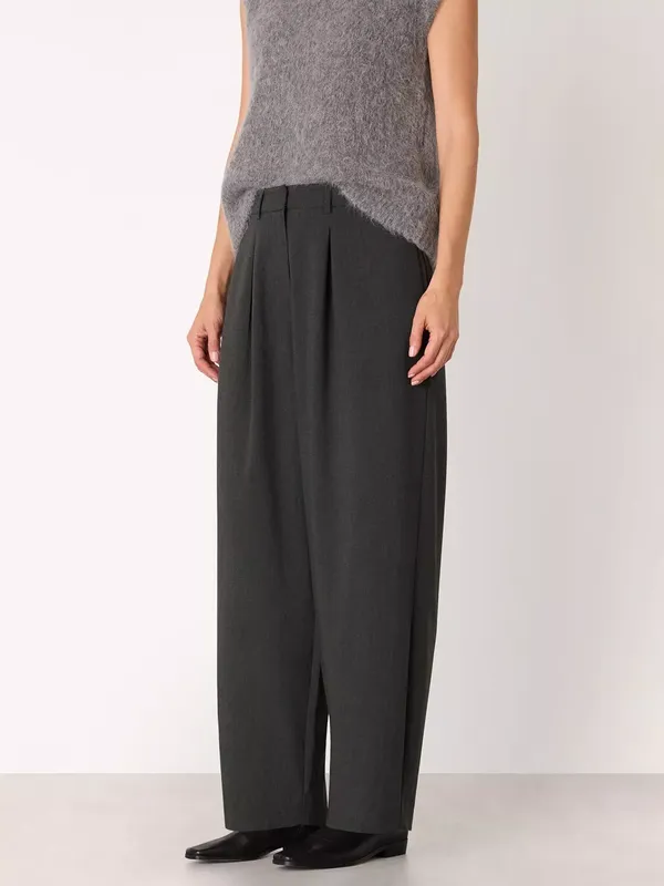 Whistles Barrel Leg Tailored Trousers, Dark Grey