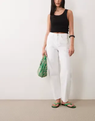 slim barrel jeans in white