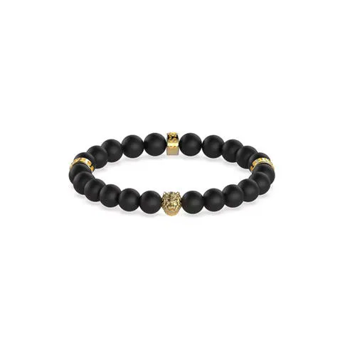 Guess Men's Black Beads and Lion Bead Bracelets