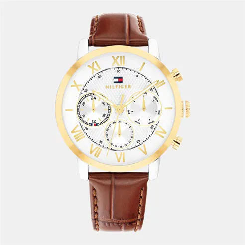 Tommy Hilfiger Mens Brown Leather Strap Watch