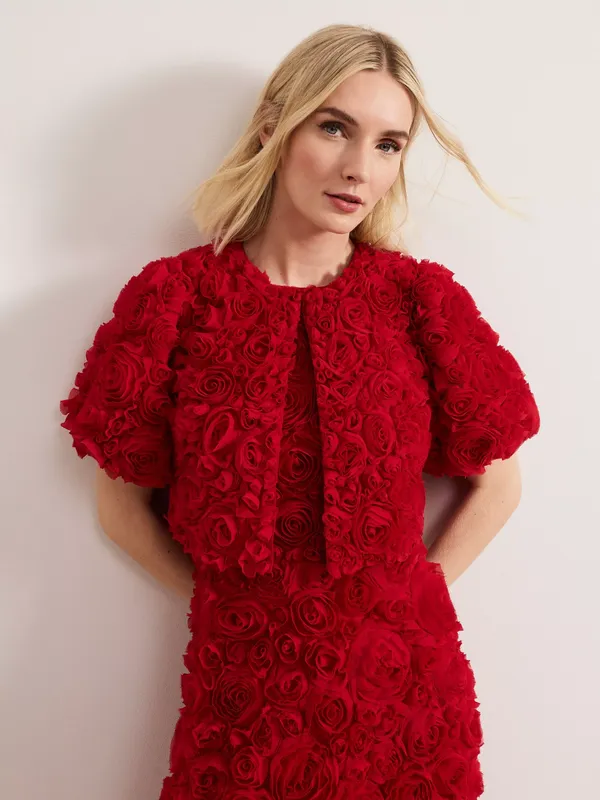 Phase Eight Angeline Rose Textured Jacket, Red