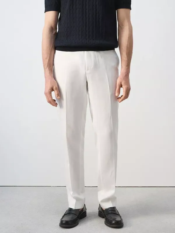 Mango Slim Fit Lyocell Blend Trousers