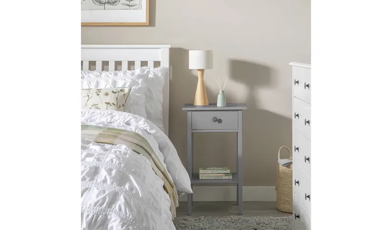 Argos Home Minato 1 Drawer Bedside Table - Grey