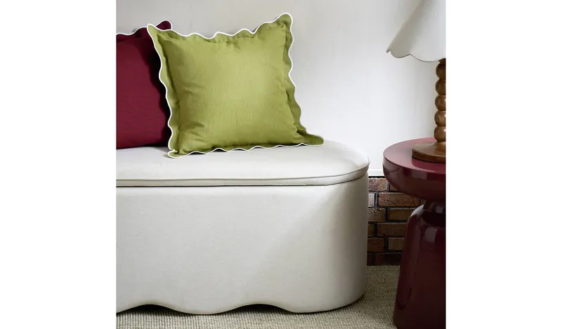 Habitat Scallop Cushion - Olive Green - 43x43cm