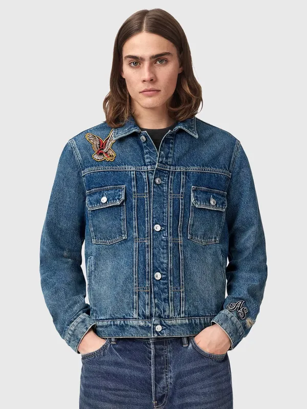 AllSaints Exile Slim Fit Denim Jacket, Washed Indigo