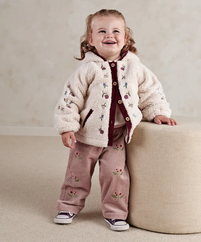Mamas & Papas Embroidered Borg Jacket