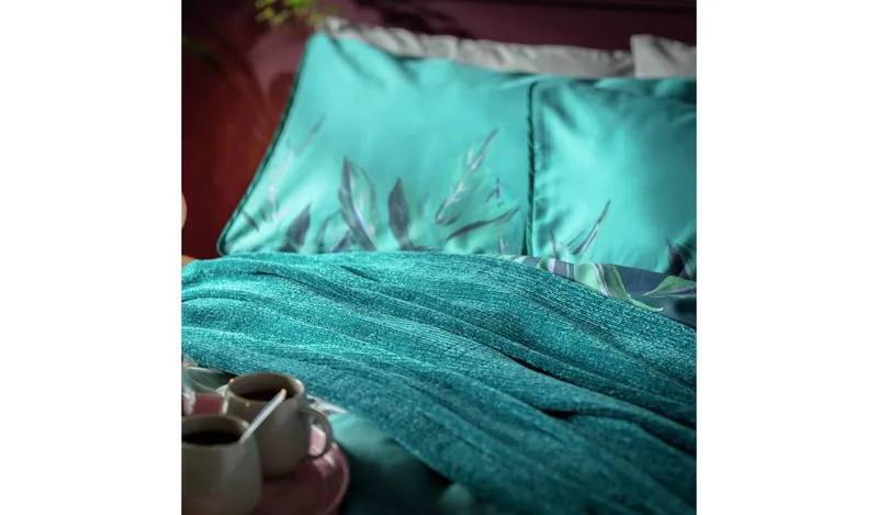 Habitat Chenille Throw - Teal Blue - 125x150cm