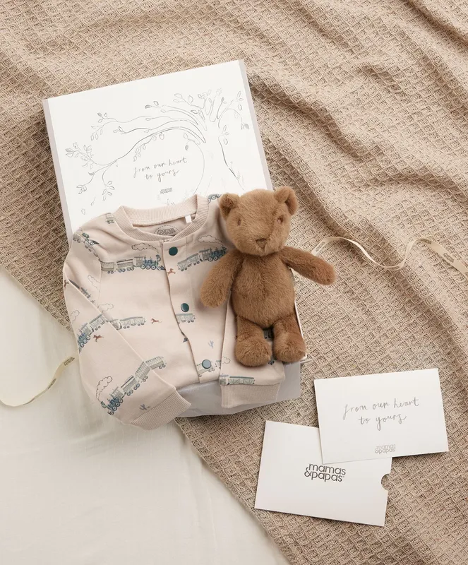 Mamas & Papas Boys Trains & Small Bear Toy Gift Box (0-3 M)
