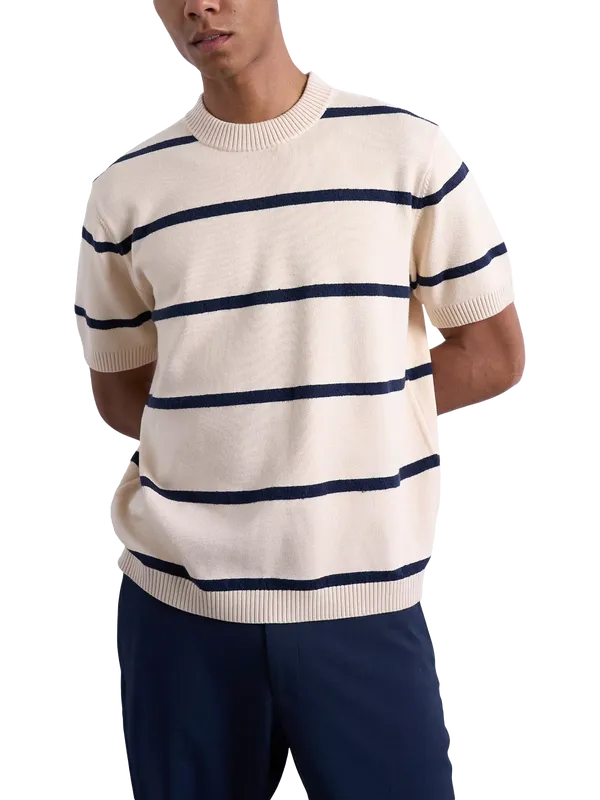 Topman Regular Fit Short Sleeve Stripe Knit T-Shirt