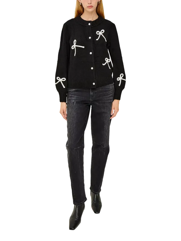Rails Francesca Bow Cardigan, Black/White