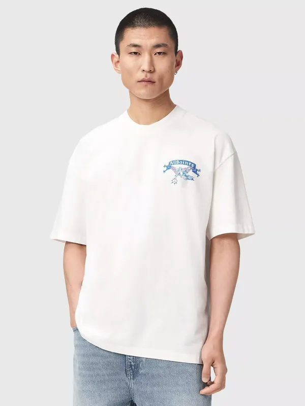 AllSaints Cray Cotton Loose Fit T-Shirt, Chalk White