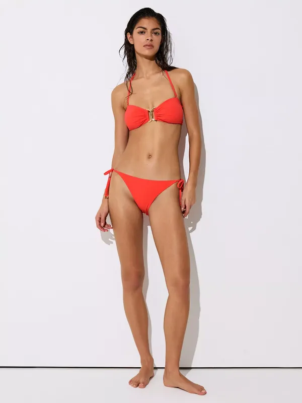 Reiss Johannah Bandeau Bikini Top, Coral Orange