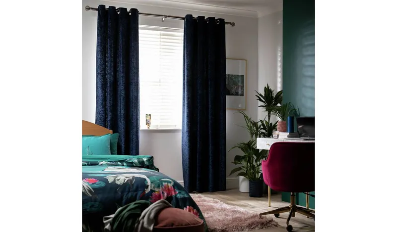 Argos Home Crushed Velvet Lined Eyelet Curtains