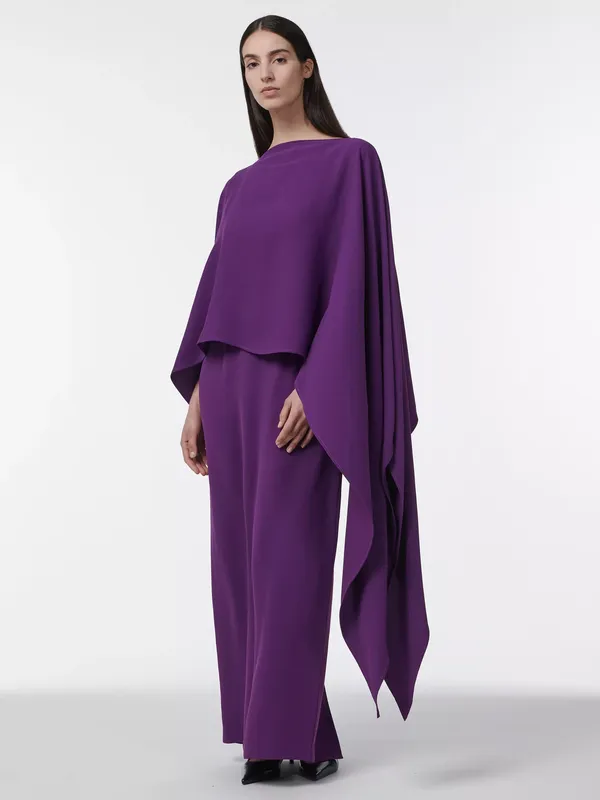 LEEM Asymmetric Cape Maxi Dress, Purple
