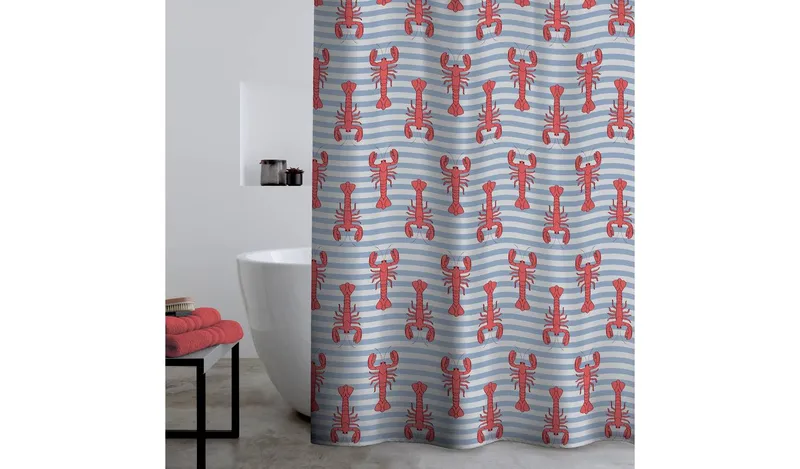 Catherine Lansfield Lobster Shower Curtain - Red