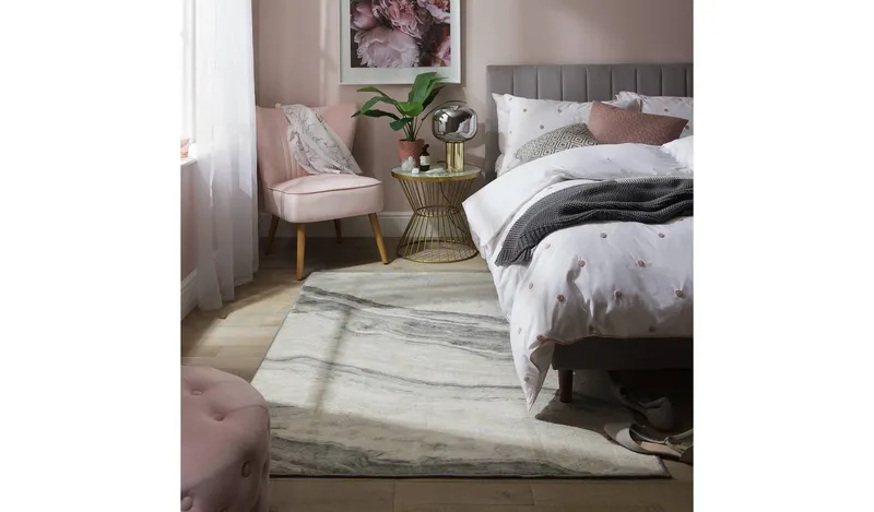 Argos Home Glam Marble Finish Grey Rug - 160x230cm