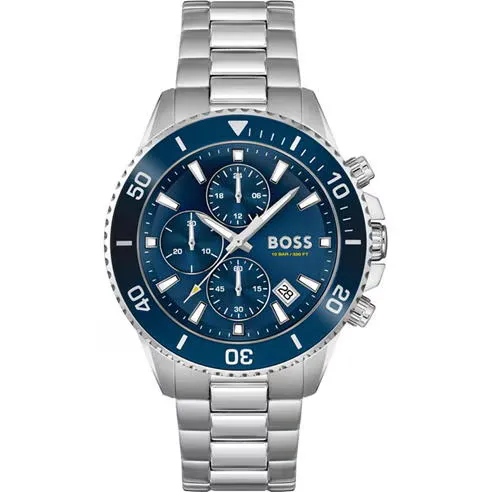 Boss Men's Admiral Stainless Steel 46mm Water Resistant Analogue Quartz Watch