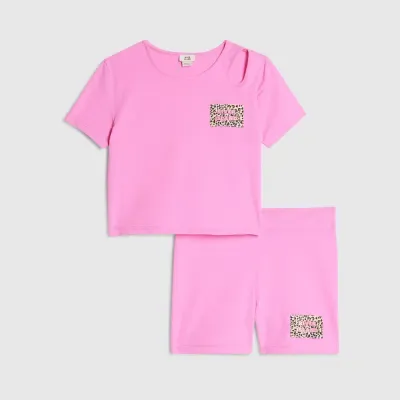 Girls Pink Active T-Shirt And Shorts Set