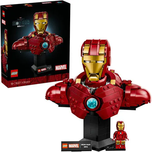 LEGO® Marvel Iron Man MK4 Bust Buildable Model for Adults with Minifigure 76327
