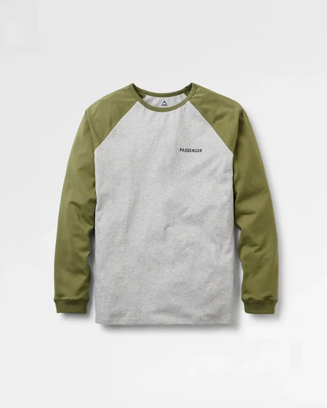 Passenger Clothing Roamer Raglan LS T-Shirt - Khaki/Grey Marl