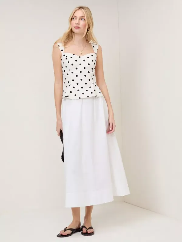 Nobody's Child Kitty Cotton Midi Skirt, White