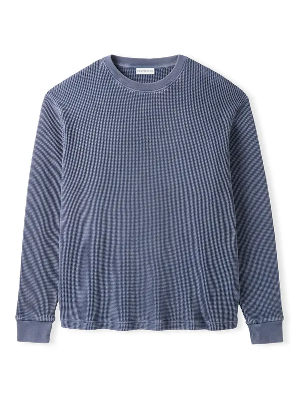 Celtic & Co. Waffle Stitch Cotton Sweatshirt, Washed Navy