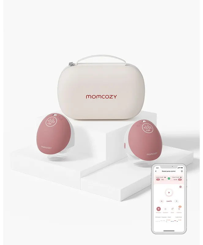 Momcozy M9 Double Breast Pump - White/Pink