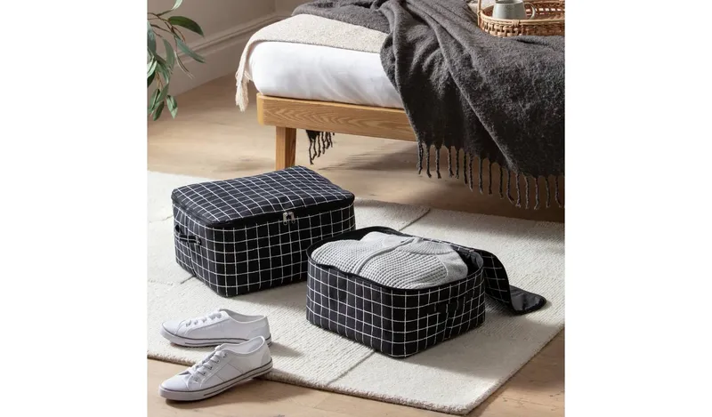 Argos Home Pack of 2 Monogrid Clothing Storage Bags - Black
