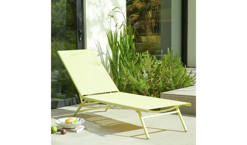 Habitat Cali Metal Sun Lounger -Yellow