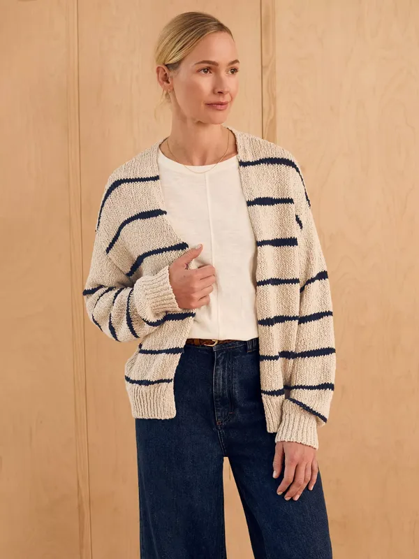 Celtic & Co. Open Neck Drop Stitch Stripe Cardigan