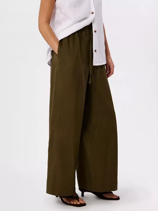 Whistles Elastic Waist Pure Linen Trousers
