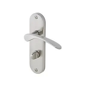 Colours Beare Satin Nickel effect Aluminium & steel Curved Bathroom Door handle (L)110mm