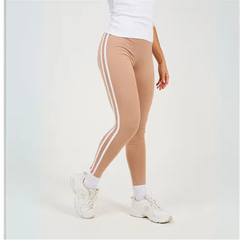 Brave Soul Womens Taupe Leggings with Side Stripe Detail