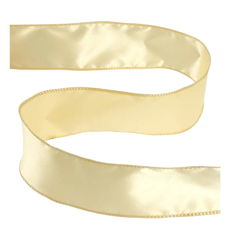 Light Gold Wire Edge Satin Ribbon 63mm x 3m