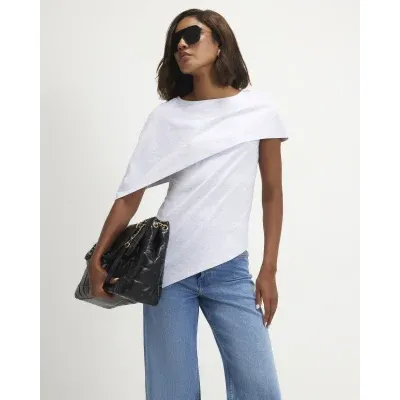 Grey Asymmetric Cape T-Shirt