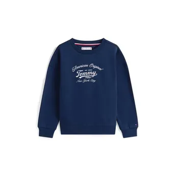 Tommy Hilfiger Kids' Script Logo Long Sleeve Crew Sweatshirt