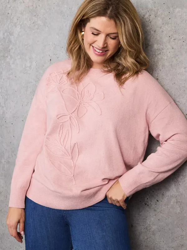 Live Unlimited Floral Placement Jumper, Pink