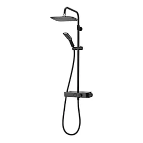 Triton Matt Black Brushed steel effect Rear fed Thermostatic Mixer Shower with 2 heads & 1.25m hose length