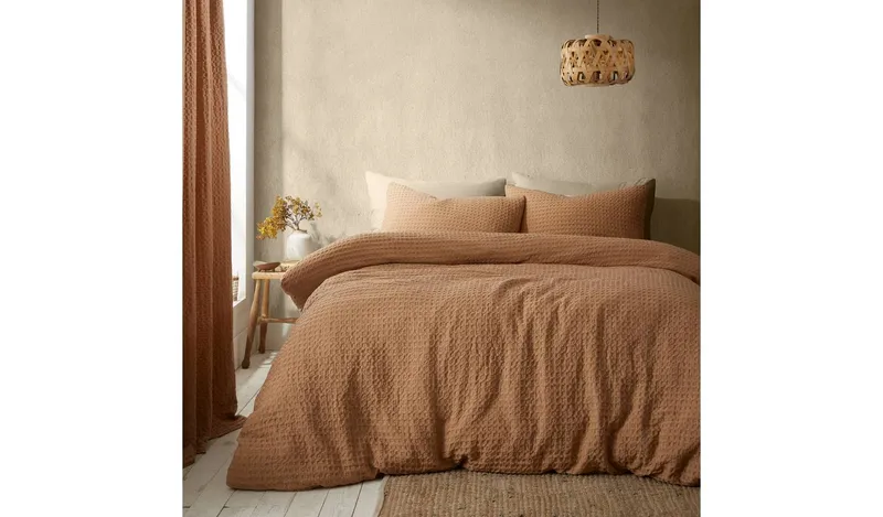 Pineapple Elephant Muscat Waffle Caramel Bedding Set- Single