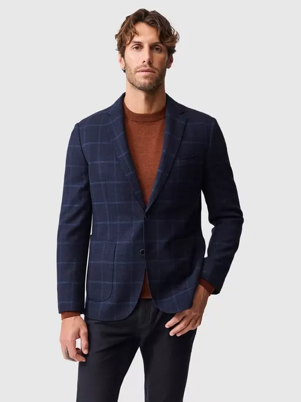 Rodd & Gunn Campbell Windowpane Check Wool Blend Blazer, Midnight