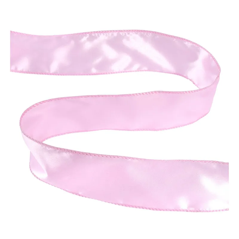 Pale Pink Wire Edge Satin Ribbon 63mm x 3m