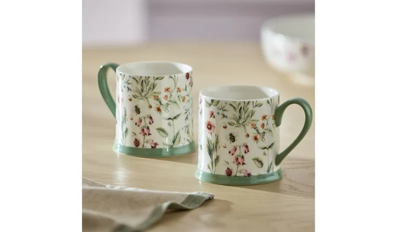 Argos Home Floral 2 Piece Fine China Tankard