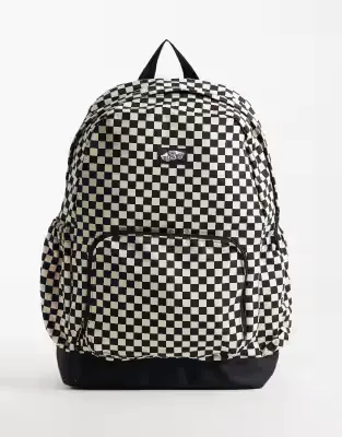 New Skool checkerboard backpack in white and black