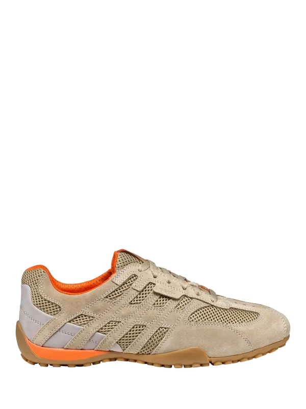 Geox Snake Original Suede Blend Lace Up Trainers