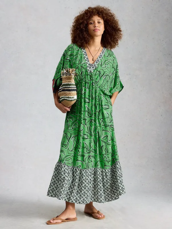 White Stuff Otterley Dress, Green/Multi