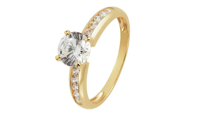Revere 9ct Gold Cubic Zirconia Shoulder Set Ring