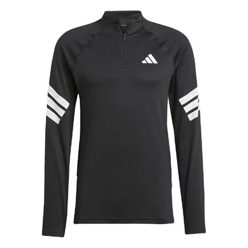 adidas Men's Icon 3 Stripes 1/4 Zip Long Sleeve T-Shirt