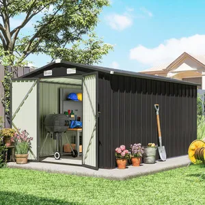 Outsunny 12 x 8 ft Garden Shed with 4 Vents - Dark Grey