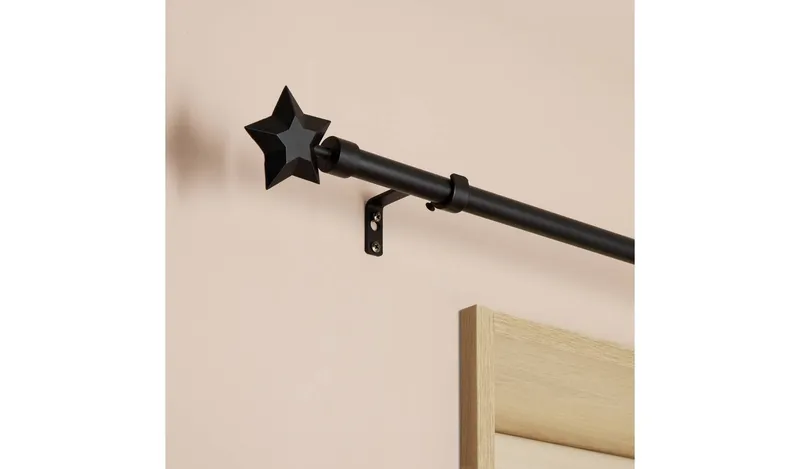 Argos Home Black Extendable Curtain Pole - 120cm - 210cm
