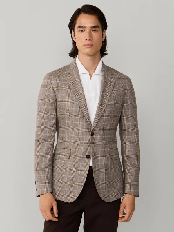Hackett London Wool Blend Ascot Block Blazer, Bronze Beige